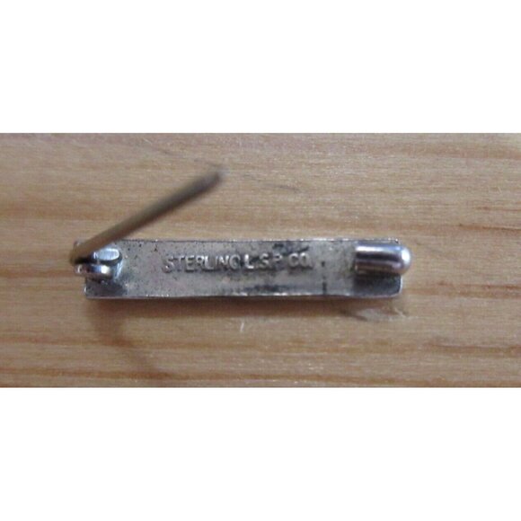 Enamel 'Rose' Art Nouveau Small Tiny Bar Pin Marked Sterling Silver LSP Co .75" - Picture 6 of 8